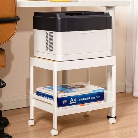 Under Desk Printer Table with Wheels, Mobile Printer Shelf 2 Tier ...