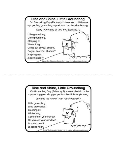 Groundhog Day Song: predicting weather - The Mailbox | Songs, Lesson plans, Groundhog