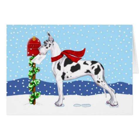 Great Dane Christmas Mail Harlequin Greeting Card Zazzle