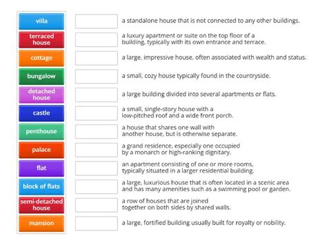 Types of housing - Match up