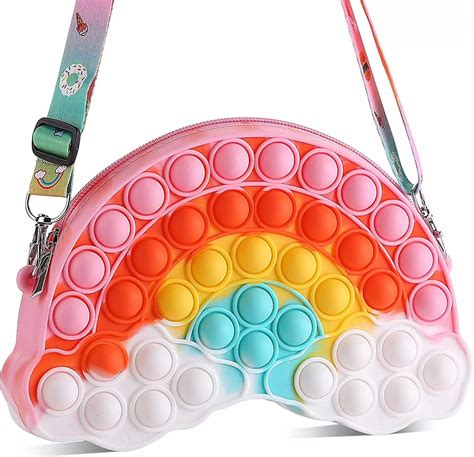 Pop It Regenboog Tas Fidget Toys Regenboog Schoudertas Meisjes