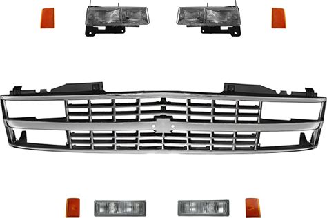 Amazon Headlight Parking Light Lamp Chrome Black Grill Kit Piece