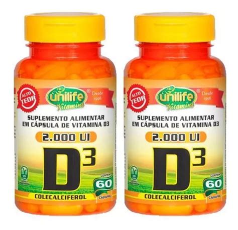 Kit 2 Vitamina D3 2000 UI 60 Capsules Unilife MercadoLibre