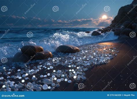 Um Caminho De Seixos Coloridos Brilhantes Na Paisagem De Ondas