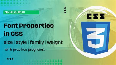 Font Properties In Css Hindi Font Style Font Weight Font