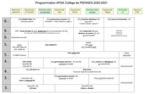 Programmation Des Activites Physiques Et Sportives