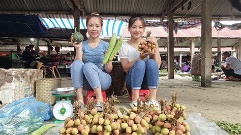 Two Sisters Pick Lychees Harvest Squash And Bring Them To The Market