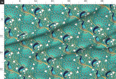 Peacock Upholstery Fabric Blue Peacock by Michaelzindell - Etsy