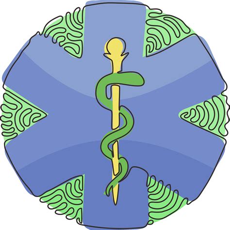 Single Continuous Line Drawing Medical Snake Health Symbol Medicine