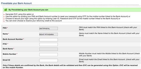 Pre Validate Bank Account On Income Tax E Filing Portal