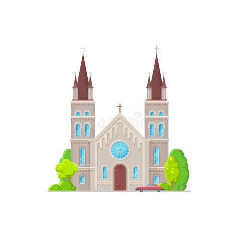 ícone Católica Da Igreja Ou Catedral Do Vetor De Construção Ilustração