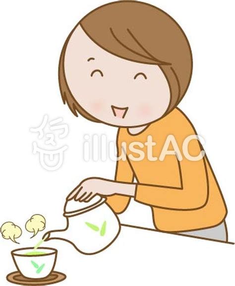 お茶を入れる女性イラスト No 936312／無料イラストなら「イラストac」