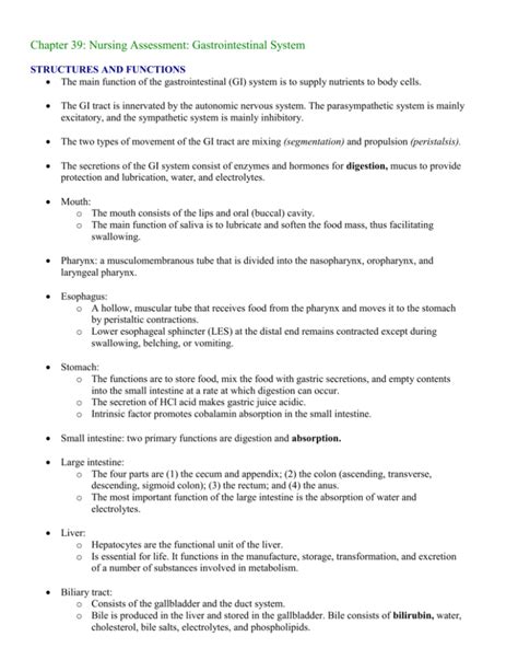 Nursing Assessment Gastrointestinal System