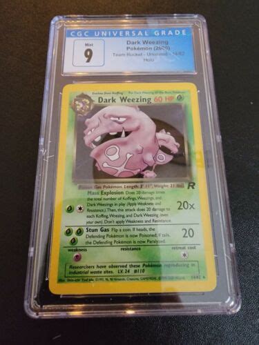 Pokemon Dark Weezing Team Rocket 2000 Unlimited Holo Rare 14 Cgc 9