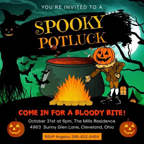 Spooky Halloween Potluck Video Ad Template Postermywall