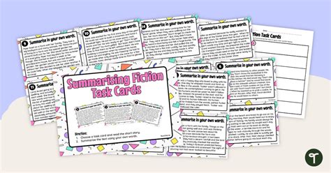 Summarising Fiction Task Cards Teach Starter