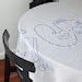 Embroidered Buon Appetito Linen Tablecloth In Blue Etsy