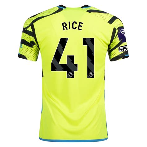 adidas Arsenal Declan Rice Away Jersey w/ EPL + No Room For Racism Pat ...