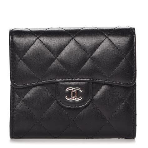 Chanel Lambskin Quilted Small Compact Wallet Black 325056