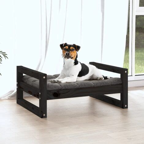 Cama Para Perros Madera Maciza De Pino Negro X X Cm