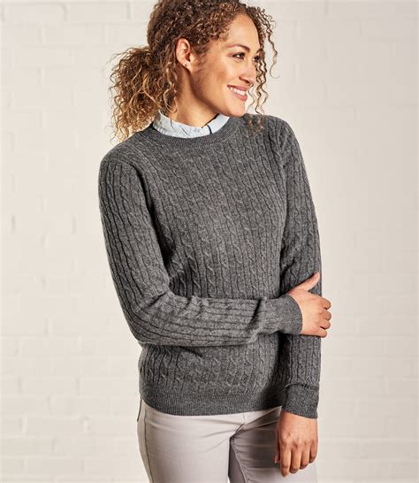 Charcoal Cashmere Merino Womens Cashmere Merino Cable