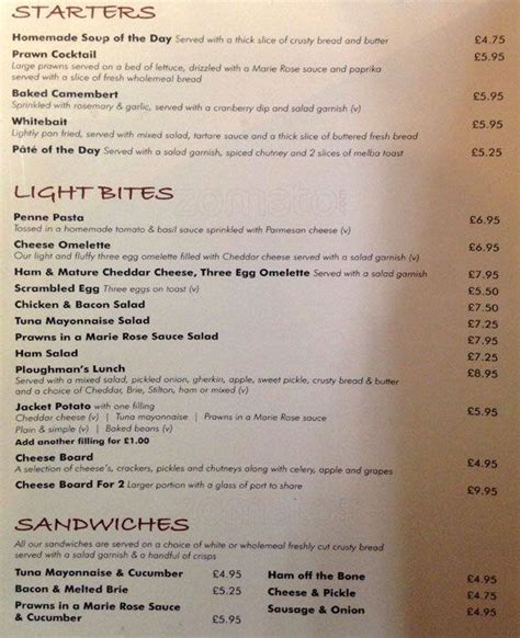 Menu At The King And Tinker Pub Bar Enfield