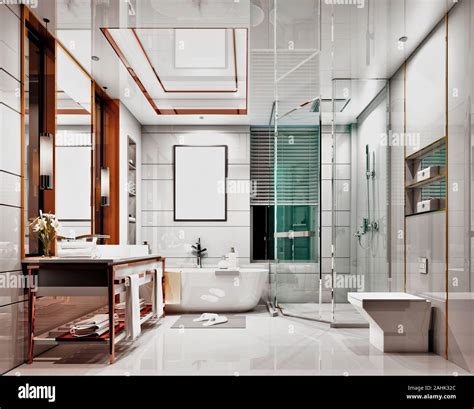 3d Render Modern Bathroom Stock Photo Alamy