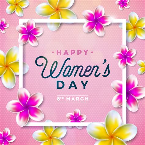 8 March Happy Womens Day Floral Greeting Card 304998 Vector Art At