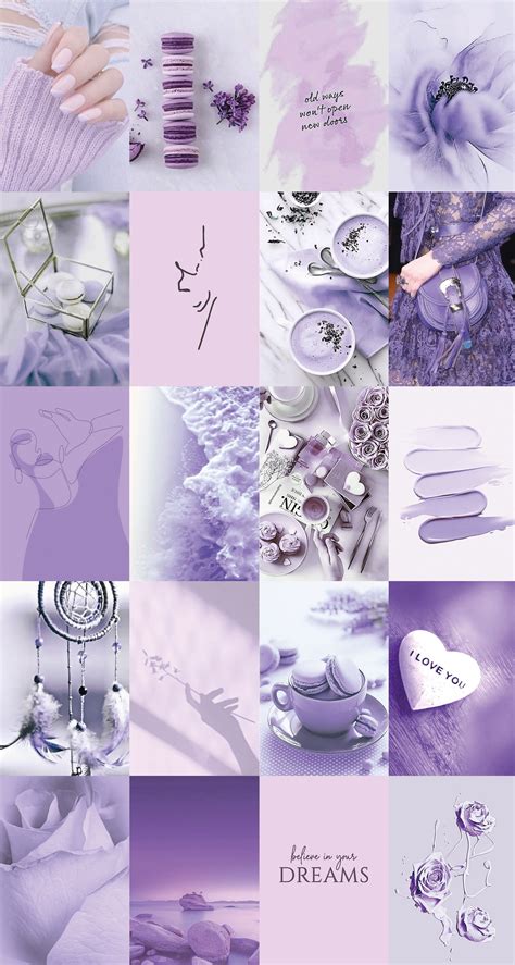 Pcs Pastel Purple Lavender Photo Collage Kit Aesthetic Etsy Uk