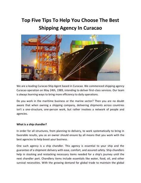 PPT Top Five Tips To Help You Choose The Best Shipping Agency In