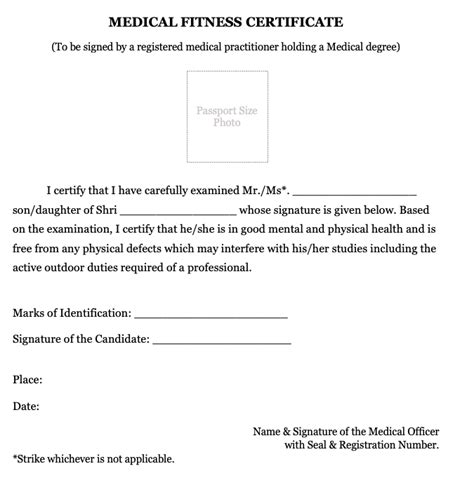 Medical Fitness Certificate Format Pdf