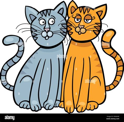 Cartoon Illustration Von Zwei Verliebte Katzen Stock Vektorgrafik Alamy