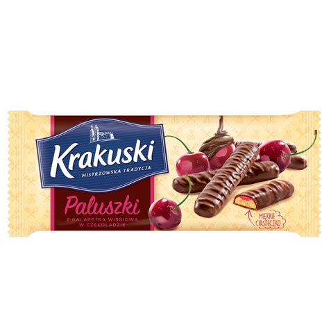 Krakuski Finger Biscuits In Chocolate With Cherry Jelly Golden Lizard