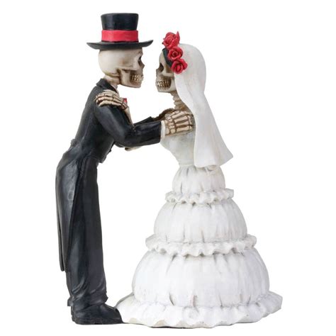 Skeleton Bride And Groom Lovers Celebrate Eternal Love With A Kiss Wedding Cake Topper And