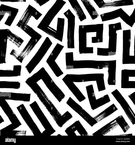 Hand Drawn Black Abstract Maze Seamless Pattern Stock Vector Image And Art Alamy