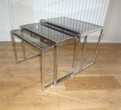 Antiques Atlas Retro 1970 S Chrome Glass Nest Of Tables