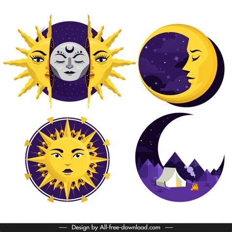 Sun And Moon Illustration Vector Vectors Free Download 2873 Editable