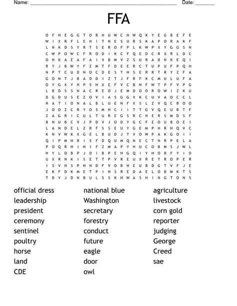 FFA Word Search WordMint