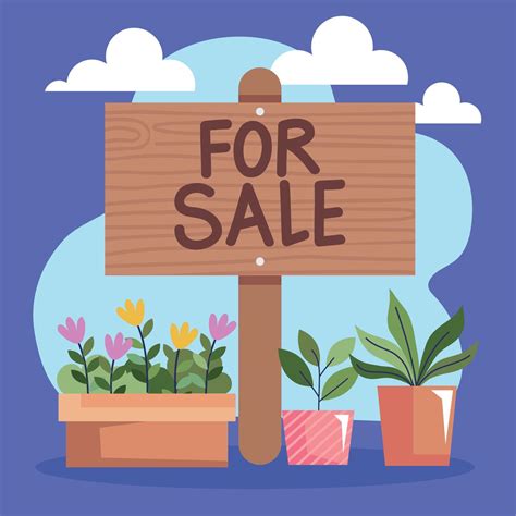 for sale label with houseplants 11379065 Vector Art at Vecteezy