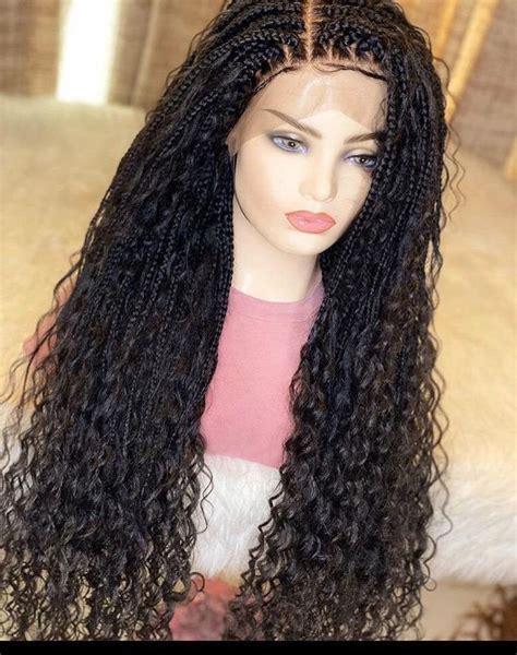 Long Goddess Braided Wig For Black Women Cornrow Braid Boho Etsy Goddess Braids Lace Hair