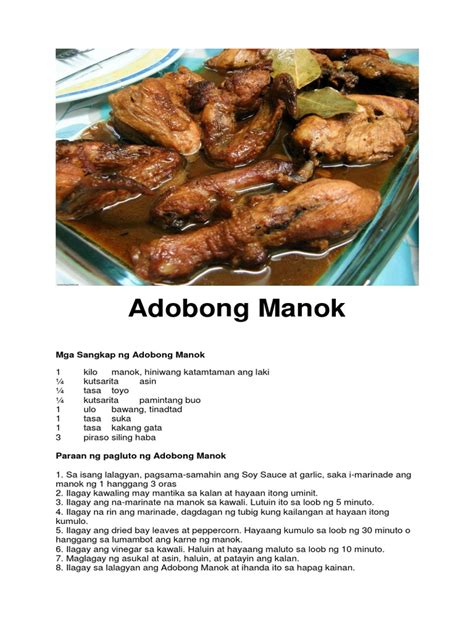 Mga Paraan Ng Pagluluto Ng Adobong Manok