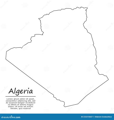 Simple Outline Map Of Algeria In Sketch Line Style Stock Vector