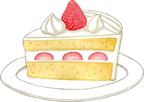 苺のショートケーキの水彩イラスト 水彩の挿し絵屋さん