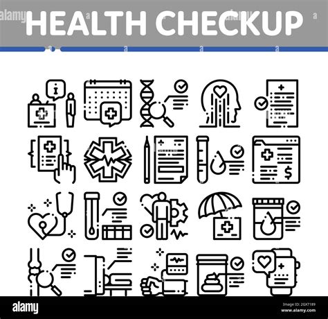 Health Checkup Medical Collection Icons Set Vector Stock Vector Image