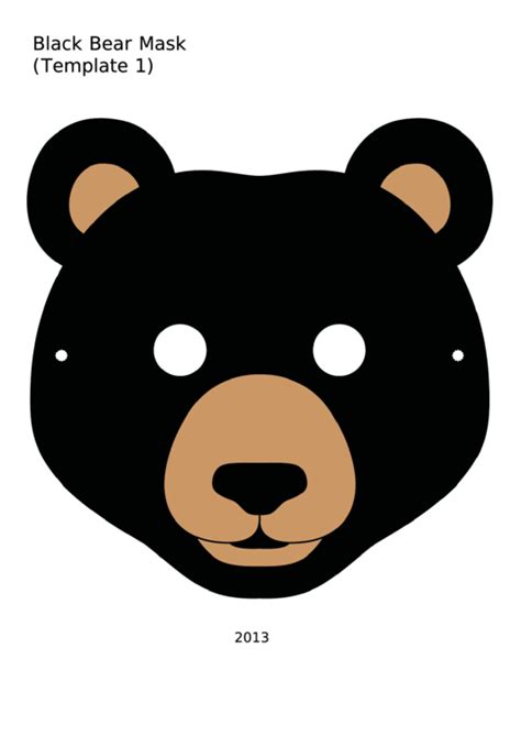 Black Bear Mask Coloring Form Printable Pdf Download