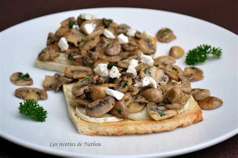 Ma cuisine au fil de mes idées Toast aux champignons de Paris