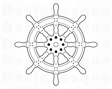 Ships Wheel Outline 4 SVG Ships Wheel SVG Nautical Svg Etsy