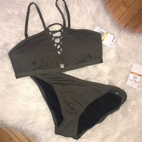 Michael Kors Swim Michael Kors Olive Green Two Piece Strappy Bikini