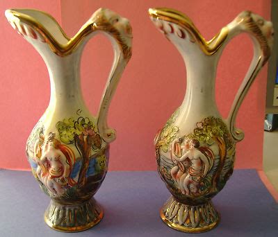 Beautiful Capodimonte Vintage Pitcher Gold Trim With Nude Cherubs