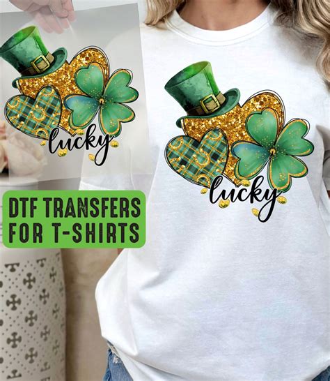 Saint Patricks Day Lucky Heart Hat Shamrock Transfers For T Shirts Dtf Transfer St Patricks